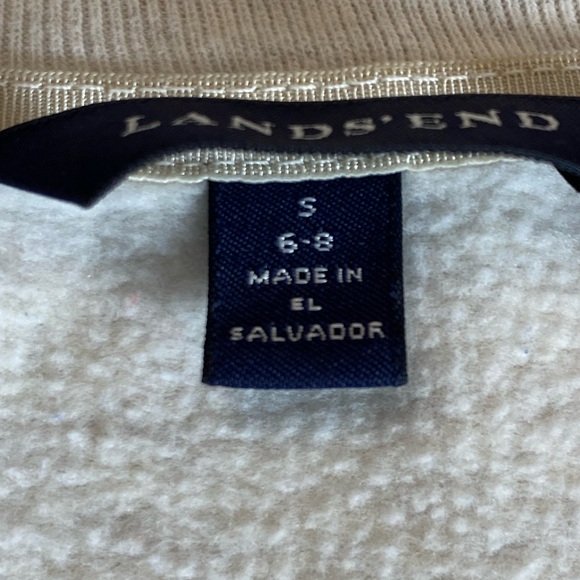 Lands’ End Women’s Heathered Oatmeal Mock Neck Full Zip Fleece Lined Jacket - Picture 6 of 8